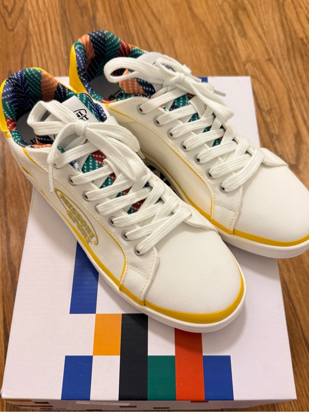 NIB Missoni Sport Cassetta Sneakers White Yellow Size 42 / US Women’s 10